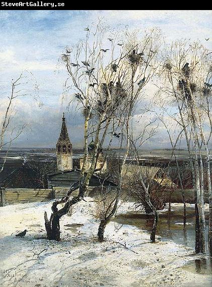 Alexei Savrasov The Rooks Have Come Back was painted by Savrasov near Ipatiev Monastery in Kostroma.